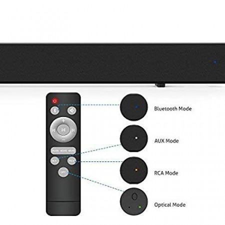 [Aktualisierung 2018] Meidong Bluetooth Soundbar Kabelgebundener und kabelloser Bluetooth-Audio-Lautsprecher Surround-Sound für TV Mit Optischem Kabel/Fernbedienung und Fernbedienung (Schwarz)